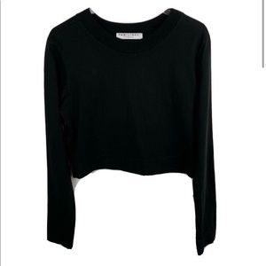 Tan Lines By Sivan Ayla Top S Womens Black Long Sleeves Cropped Cotton Casual